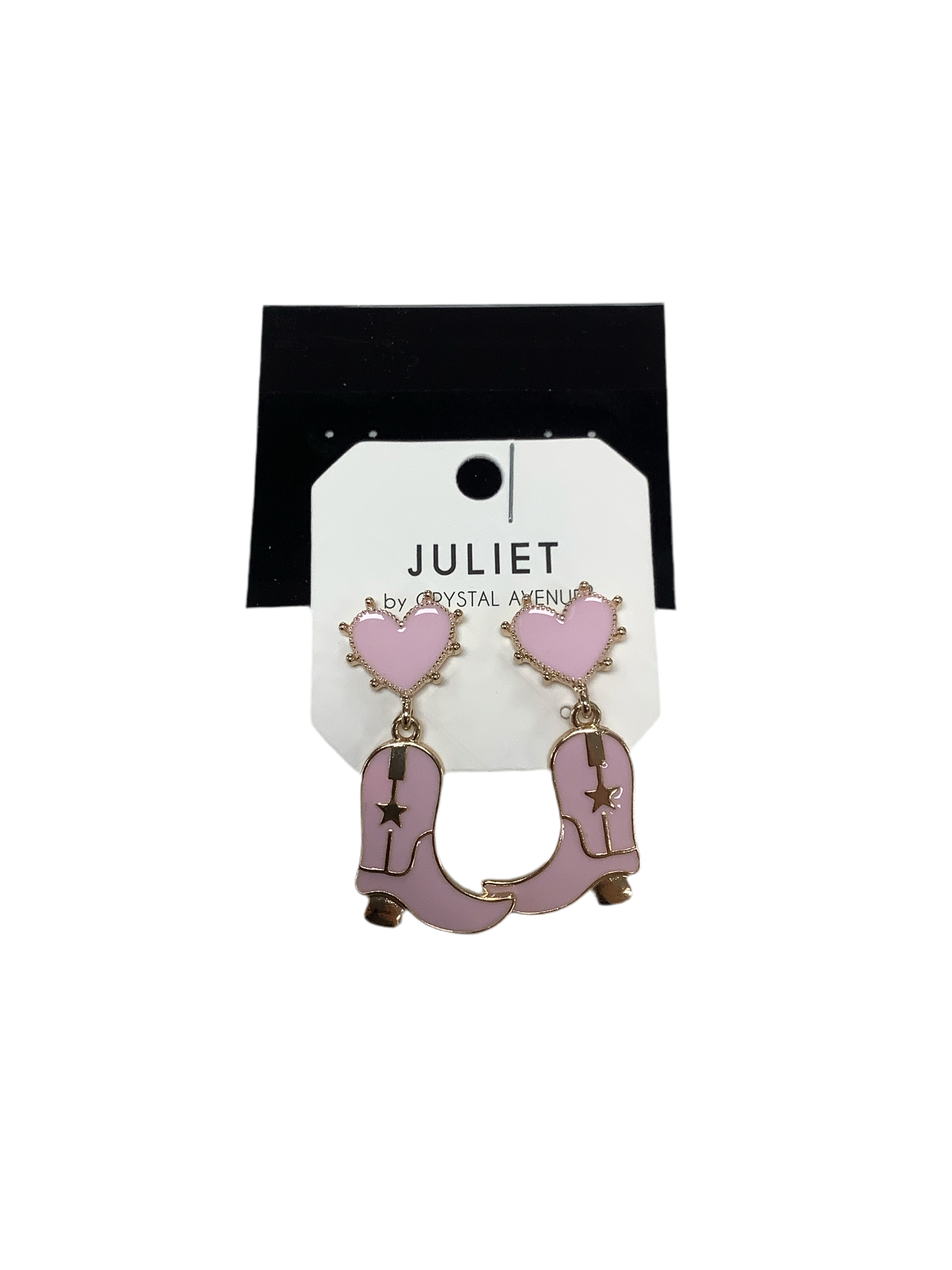 Pink Cowboy Boot Heart Post Earrings