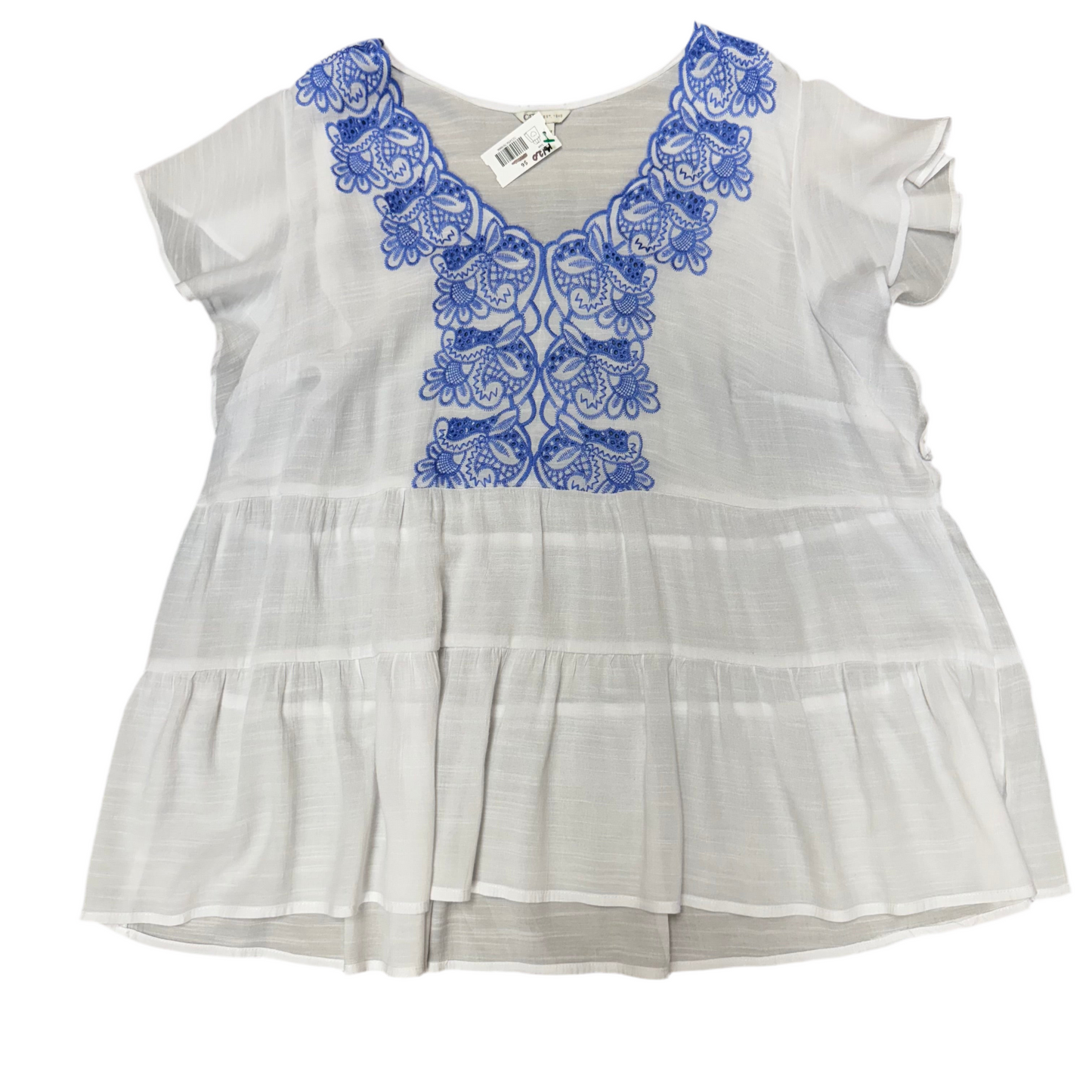 White Short Sleeve Top Size 1X