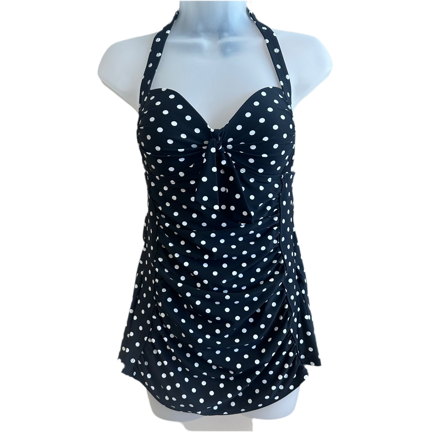 Merona Small Black/White Polka Dot One Piece Swimsuit