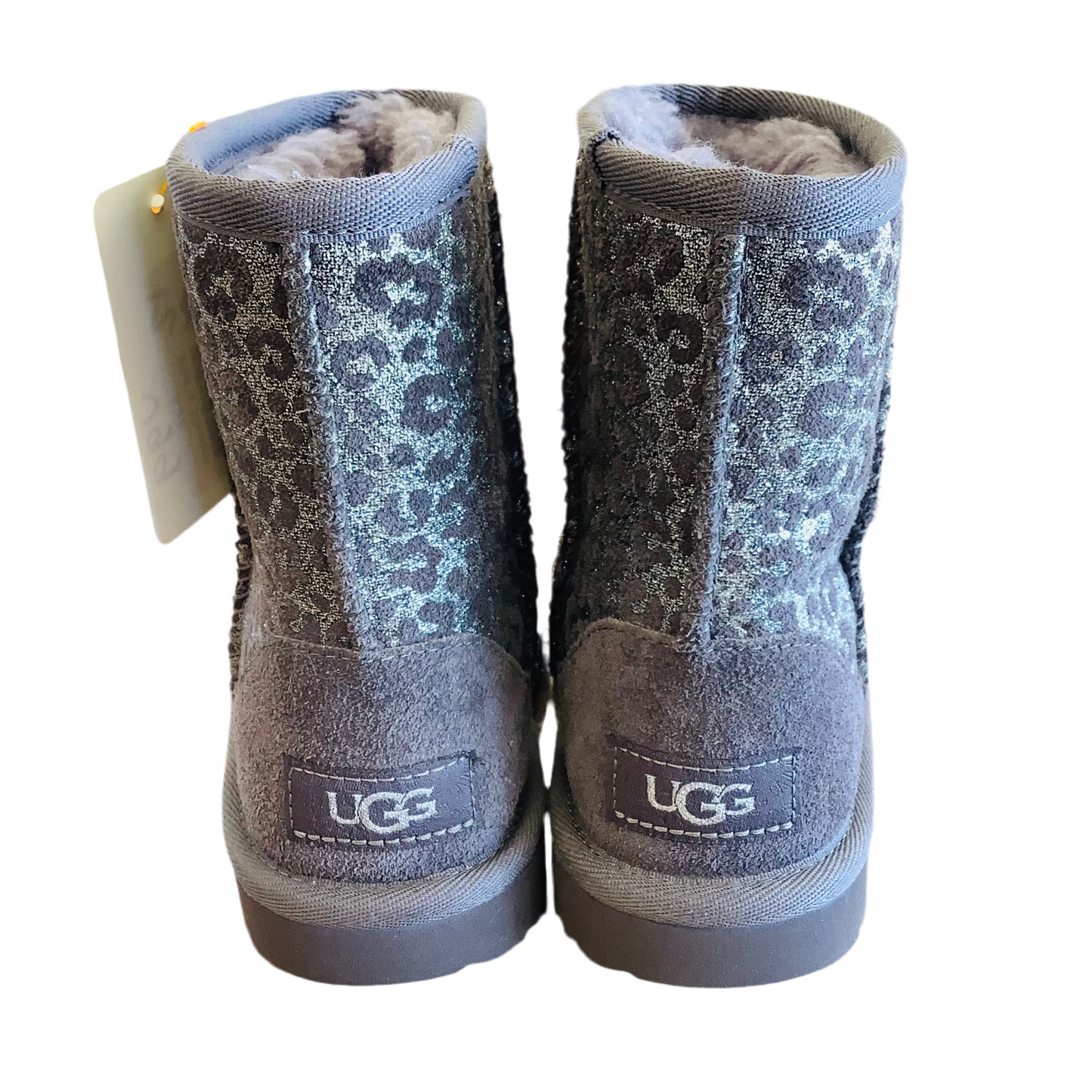 UGG kids 12 silver cheetah boots