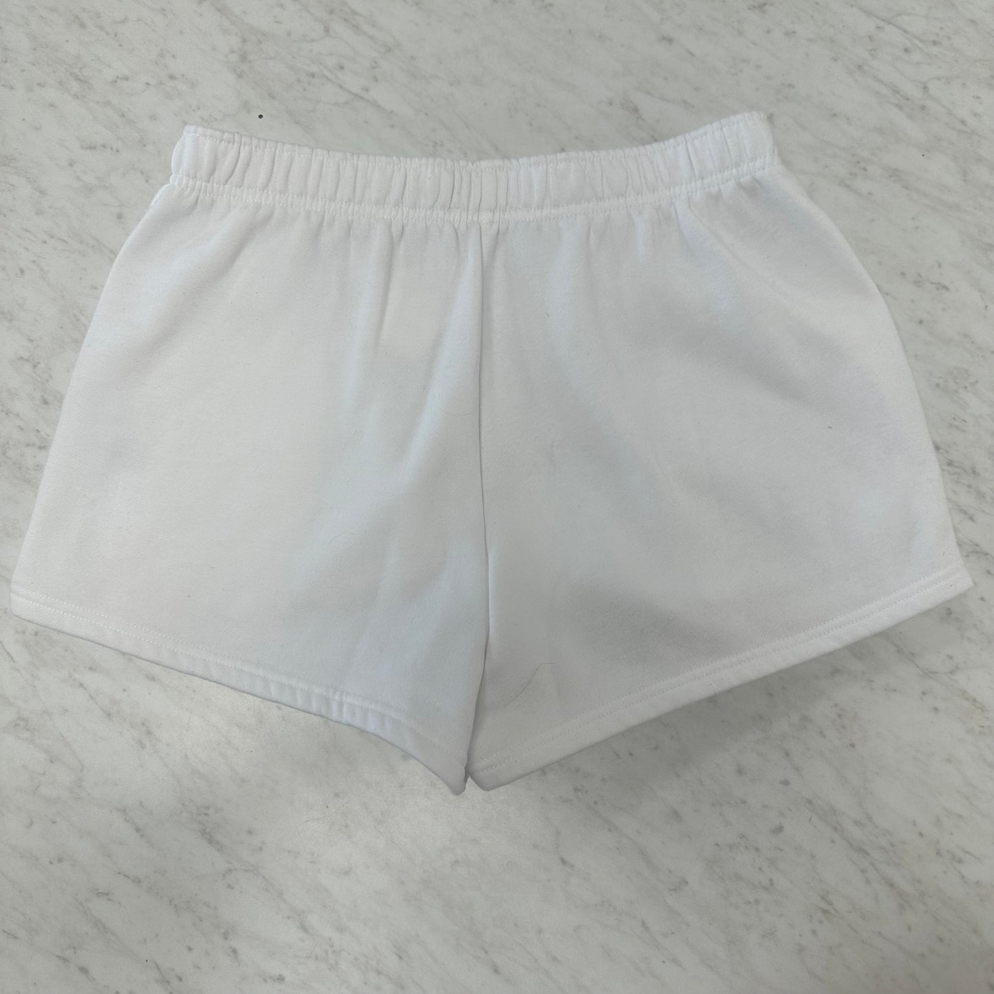 White Fox M White w/ Pink Lettering Sweat Shorts