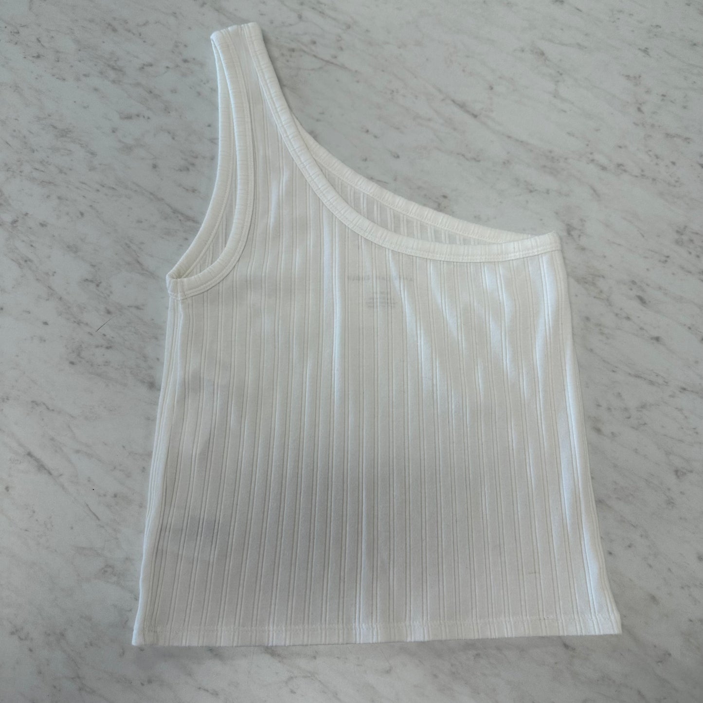 NWT American Eagle M White Ribbed One Shoulder Tann