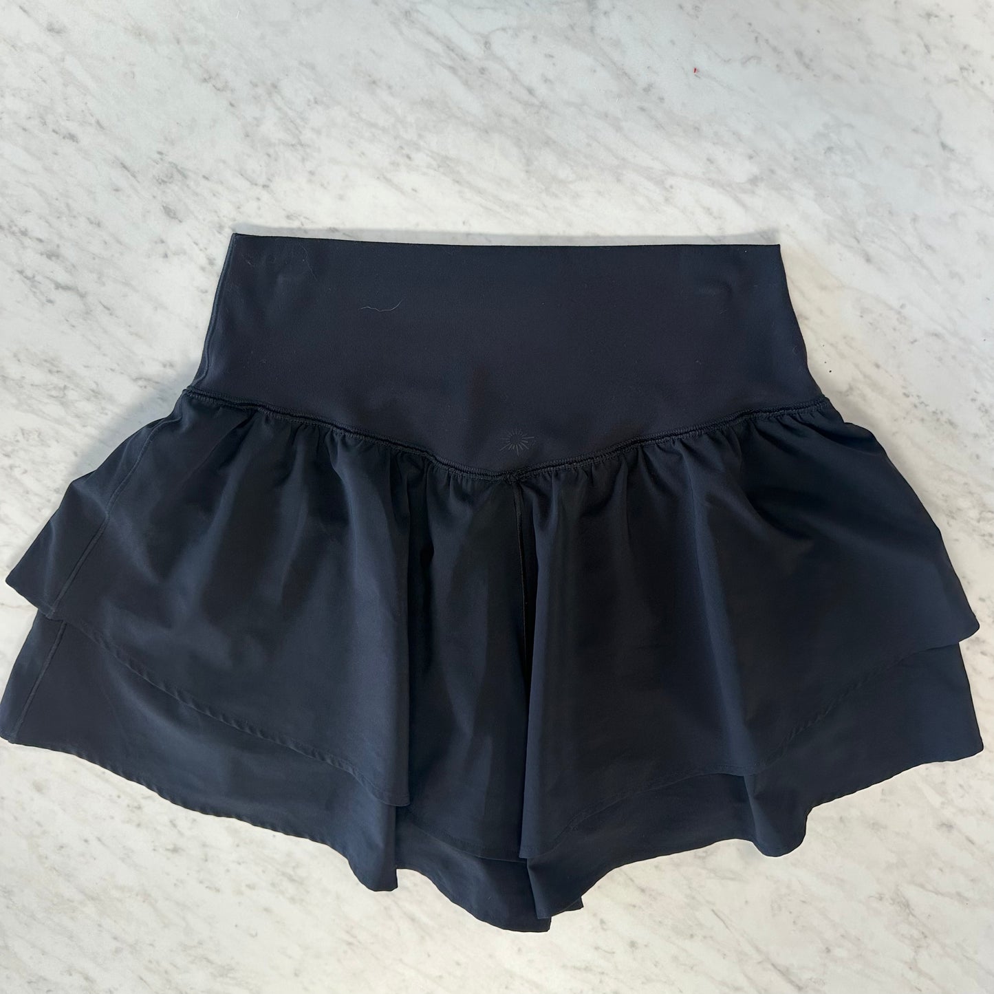 Aerie M Black Me Ruffle Flirty Short