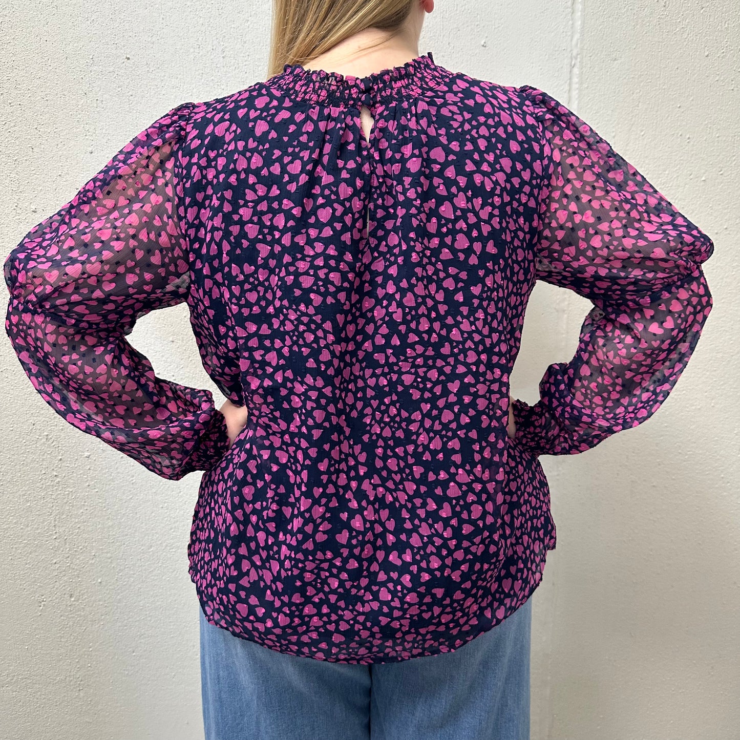 NWT Loft XL Navy/Pink Heart Top