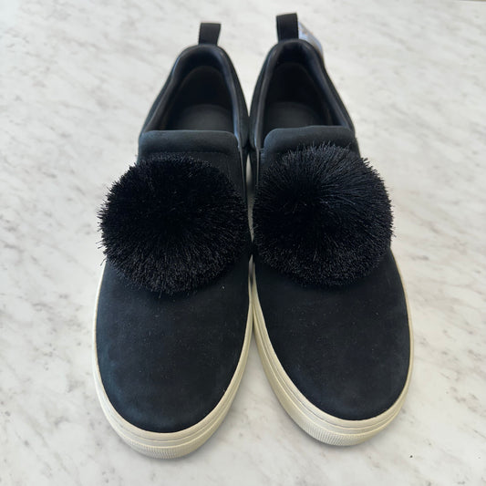 Tory Burch 10 Black Pom Pom Slip Ons