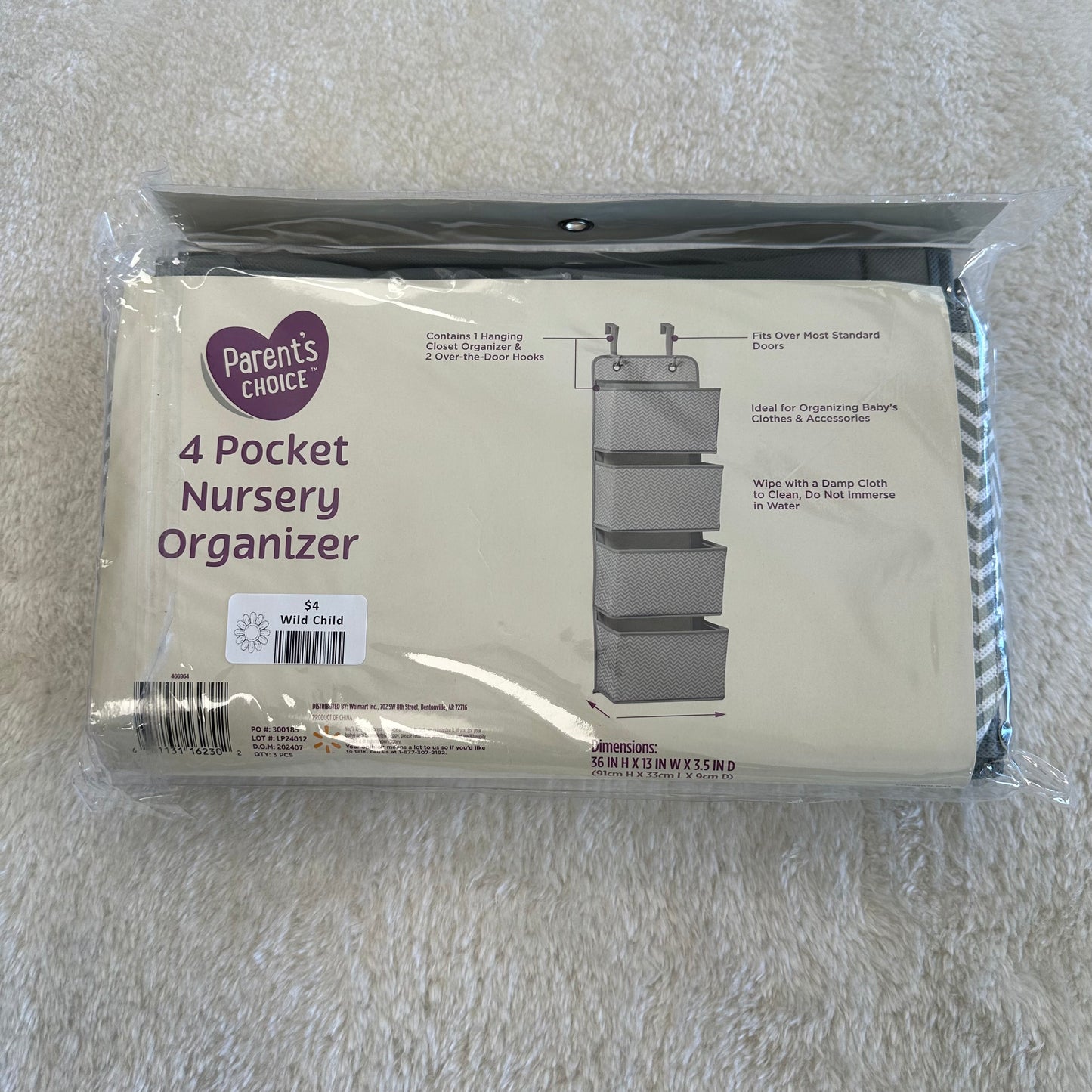 Parents Choice 4 Pocket Nursery Organizer