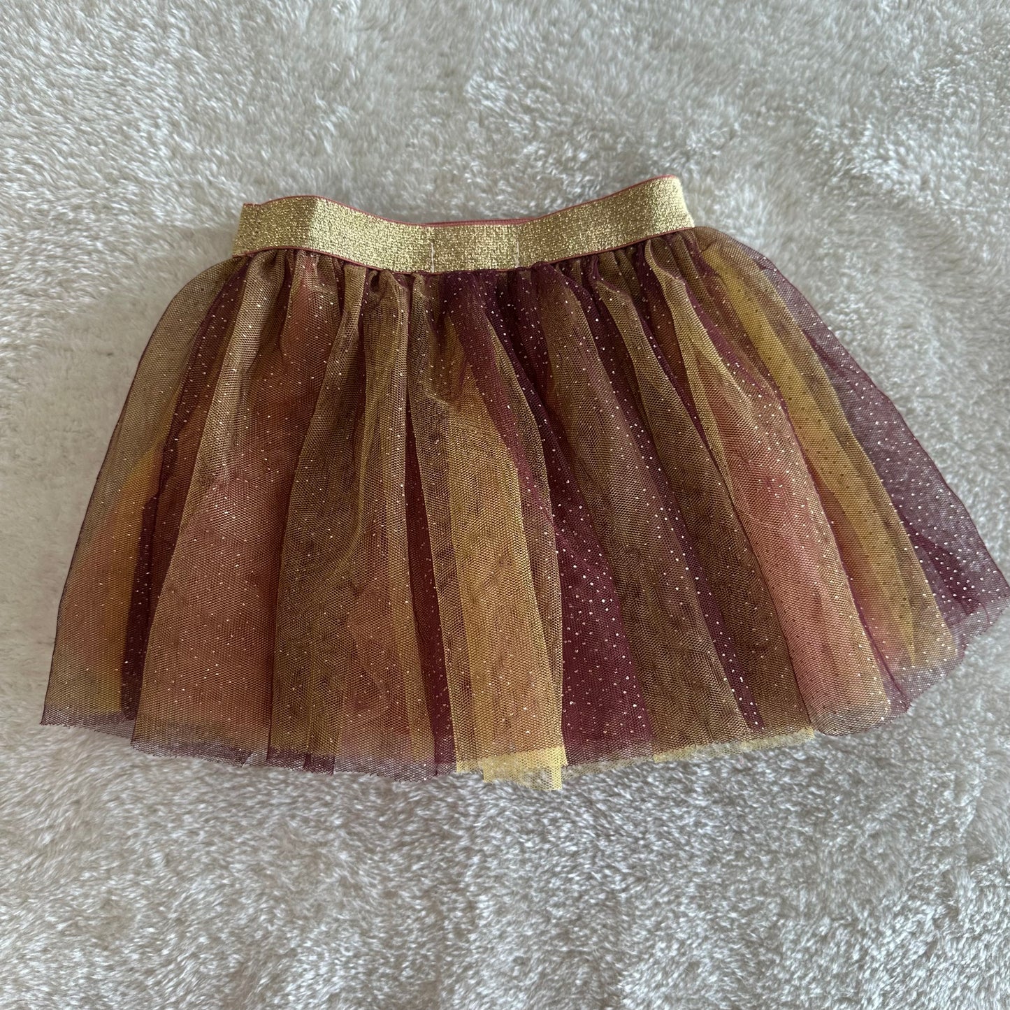 Kids Btween 3T Gold/Maroon Sparkly Skirt