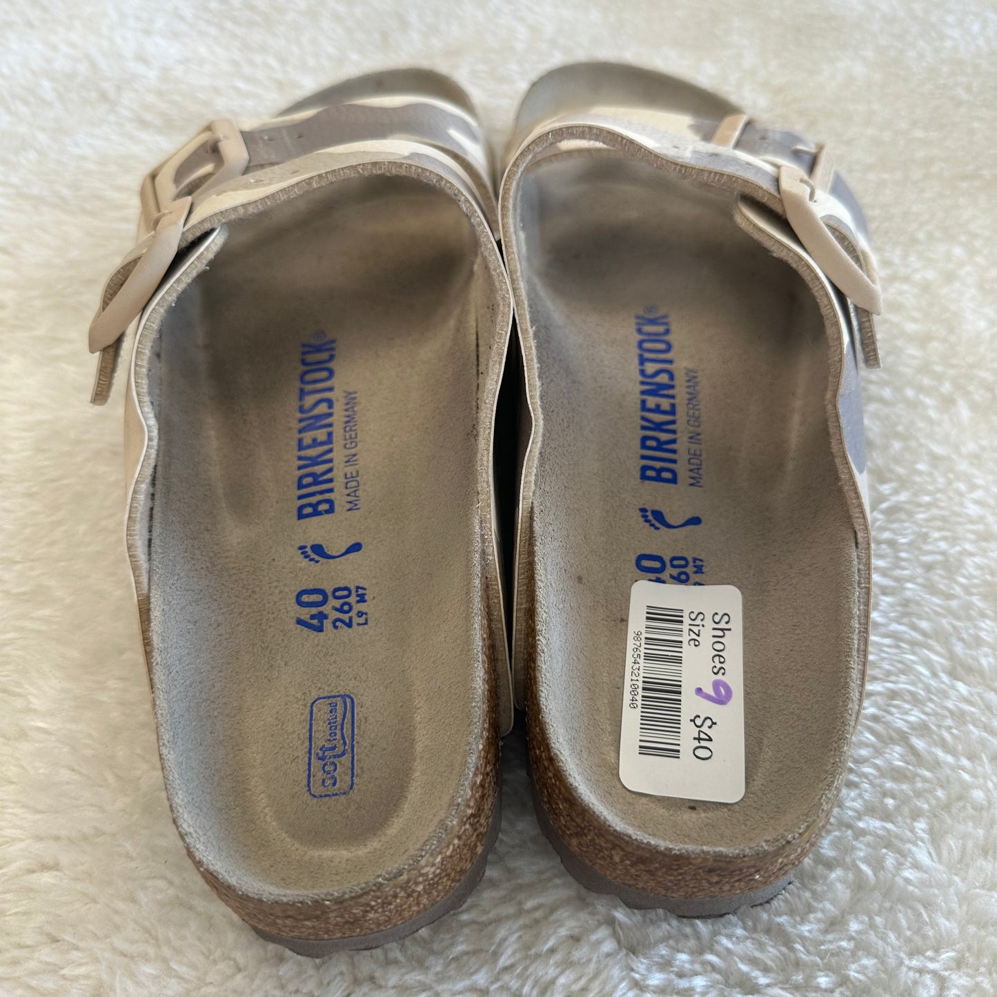 Birkenstock 9 Beige Camo Slides