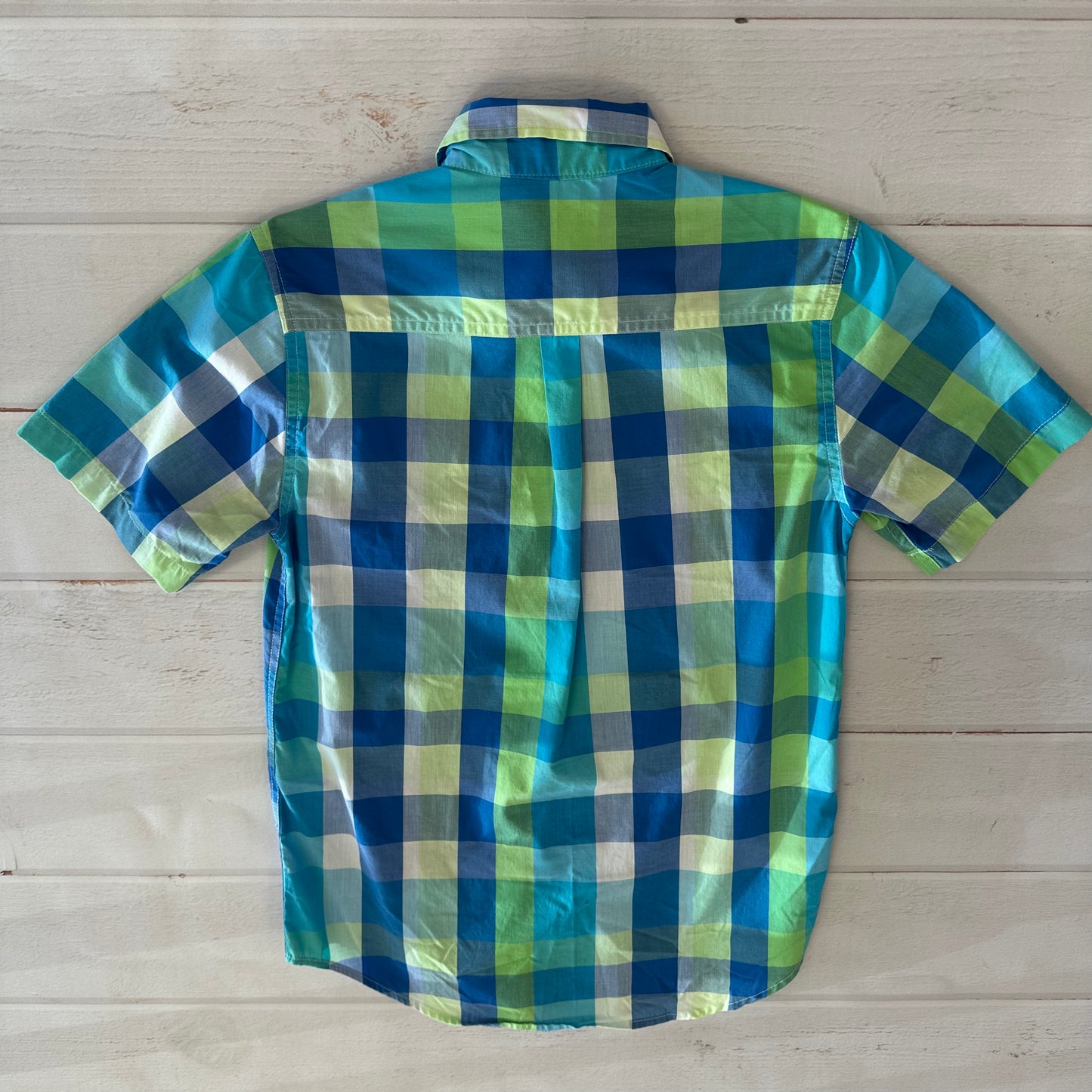 Boys Chaps L(14/16) Blue/Green Plaid Buttoned Down