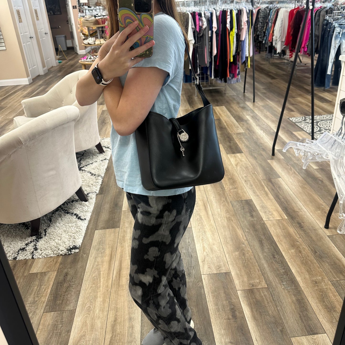 Michael Kors Black Lyra Small Leather Shoulder Bag