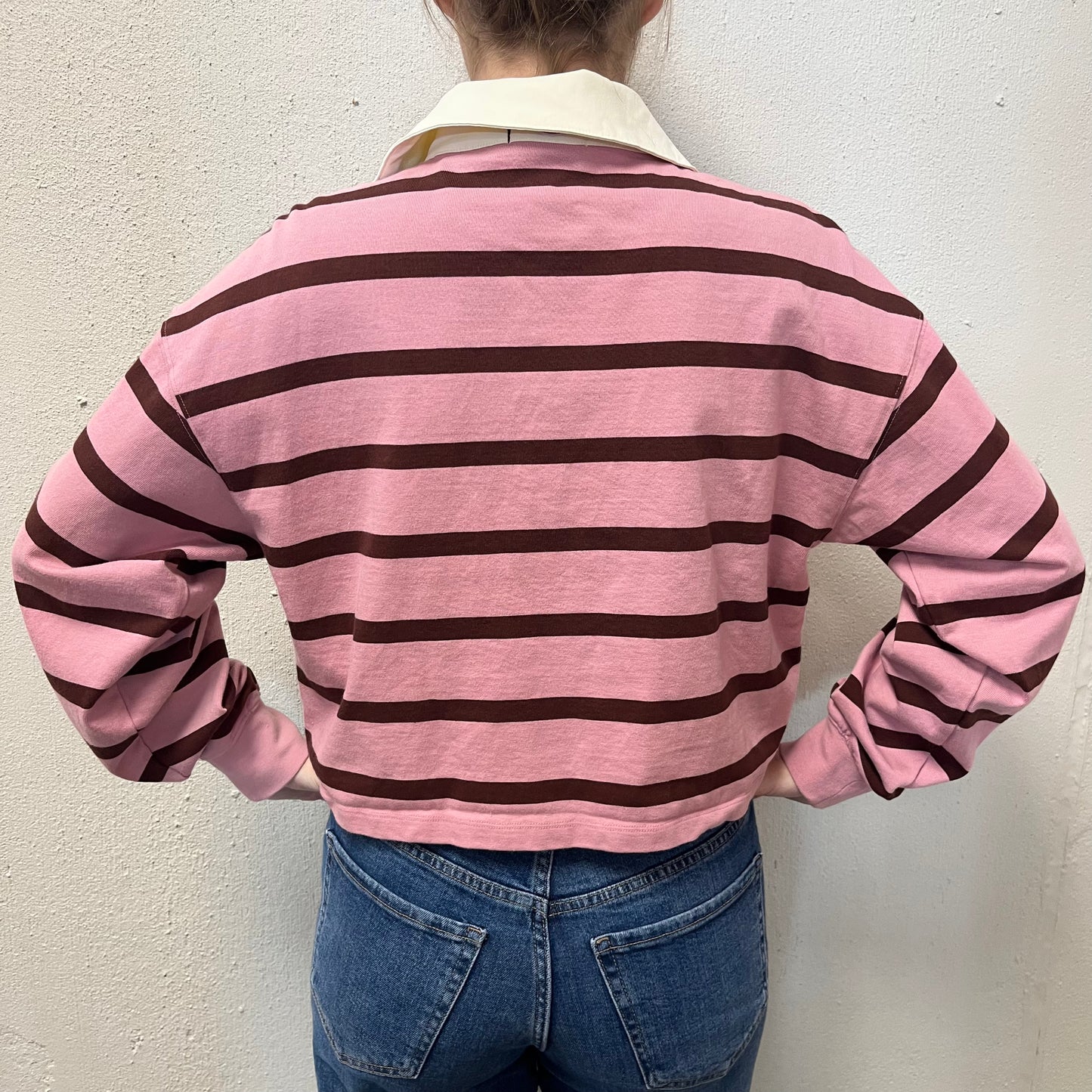 Champion S Brown/Pink Stripped Collared Top