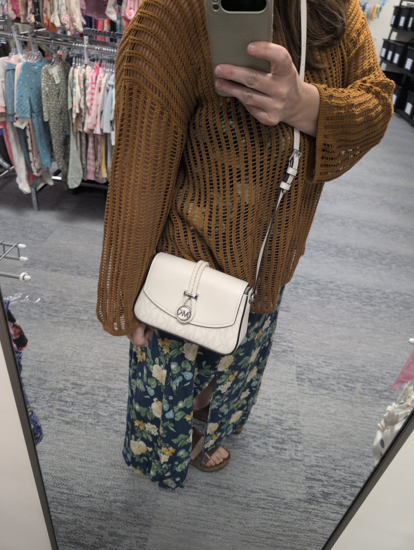 Michael Kors East West Mini Leather Sling Crossbody Purse