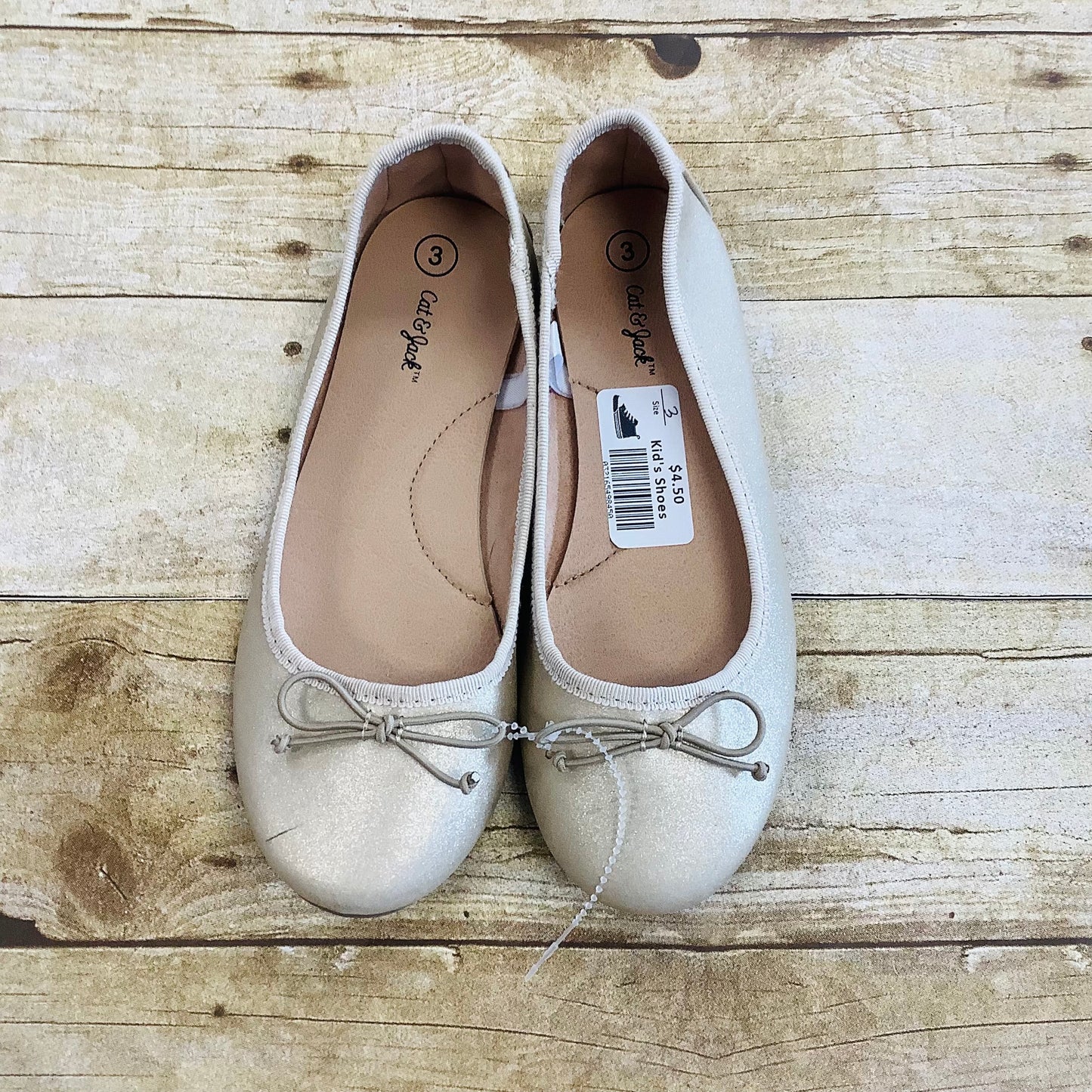 Kids Cat & Jack size 3 gold slip ons