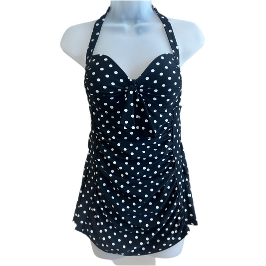 Merona Small Black/White Polka Dot One Piece Swimsuit