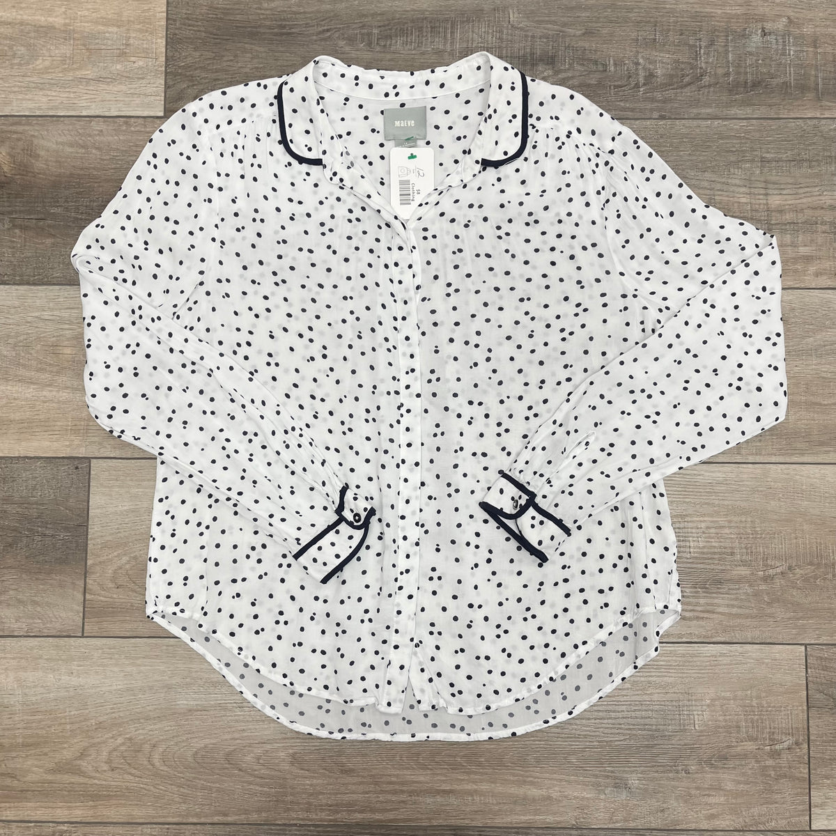 Size 12 White & Navy Maeve Spotted Button-Up