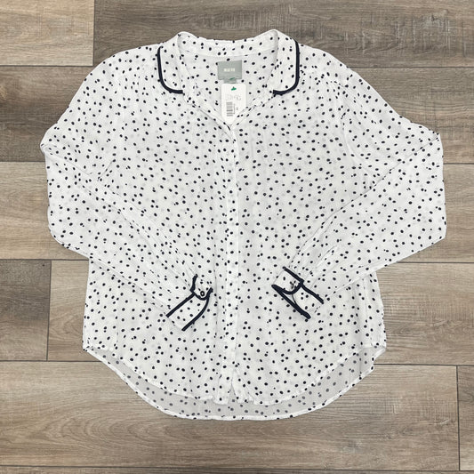 Size 12 White & Navy Maeve Spotted Button-Up