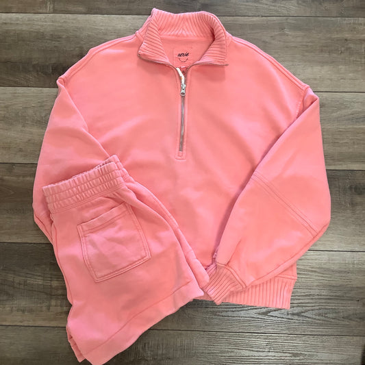 XS Aerie Salmon Pink Sweat Shorts Set