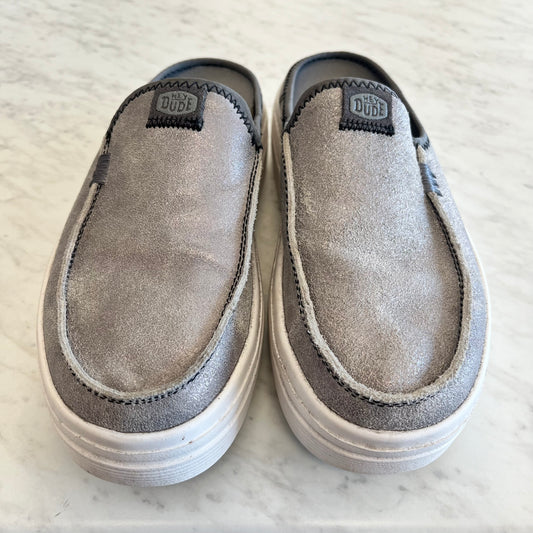 Youth Size 3.5 Shimmery Gray Hey Dudes