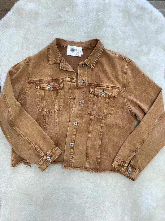 Orange denim jacket