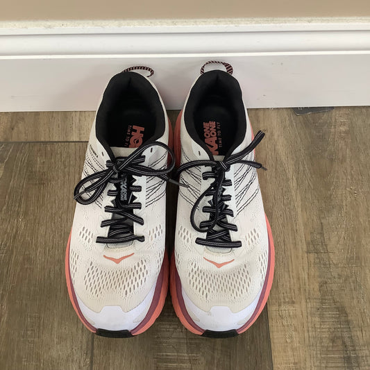 White And Salmon Size 7.5 Hoka Tennis Shoes
