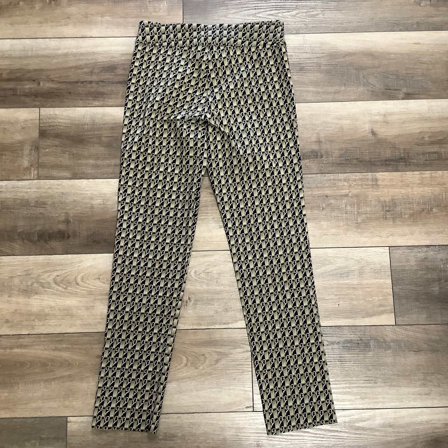 White And Gold Krazy Larry Patterned Pants Size 4