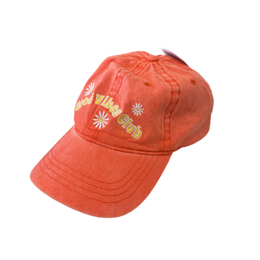 NWT Time and Tru Orange Good Vibes Club Hat