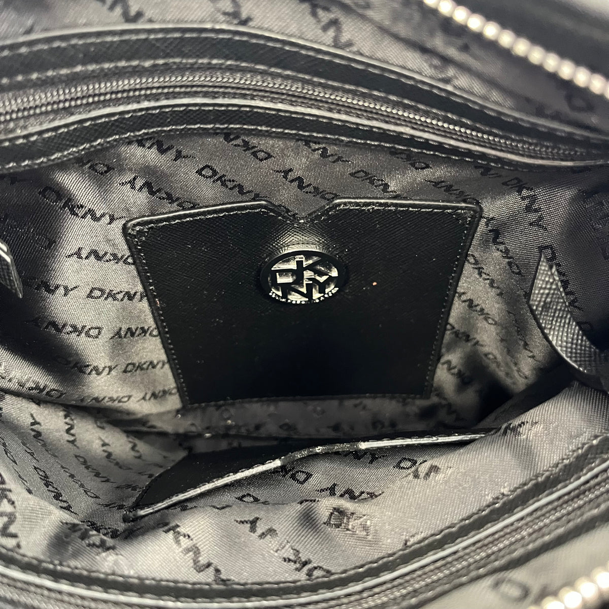 Black Leather DKNY Shoulder Bag