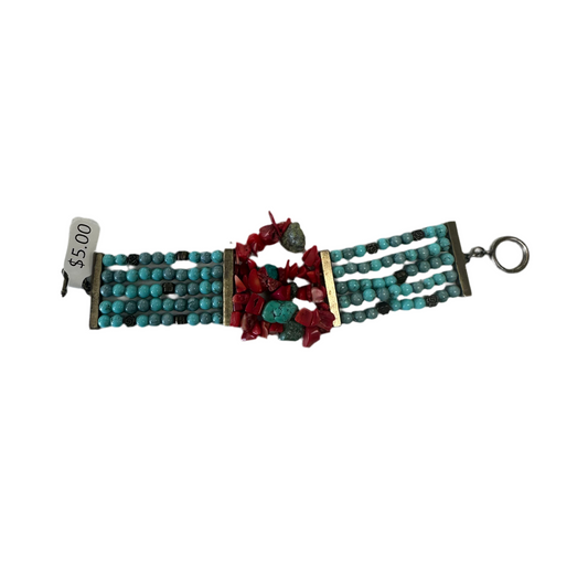 Turquoise/Red Beaded Necklace