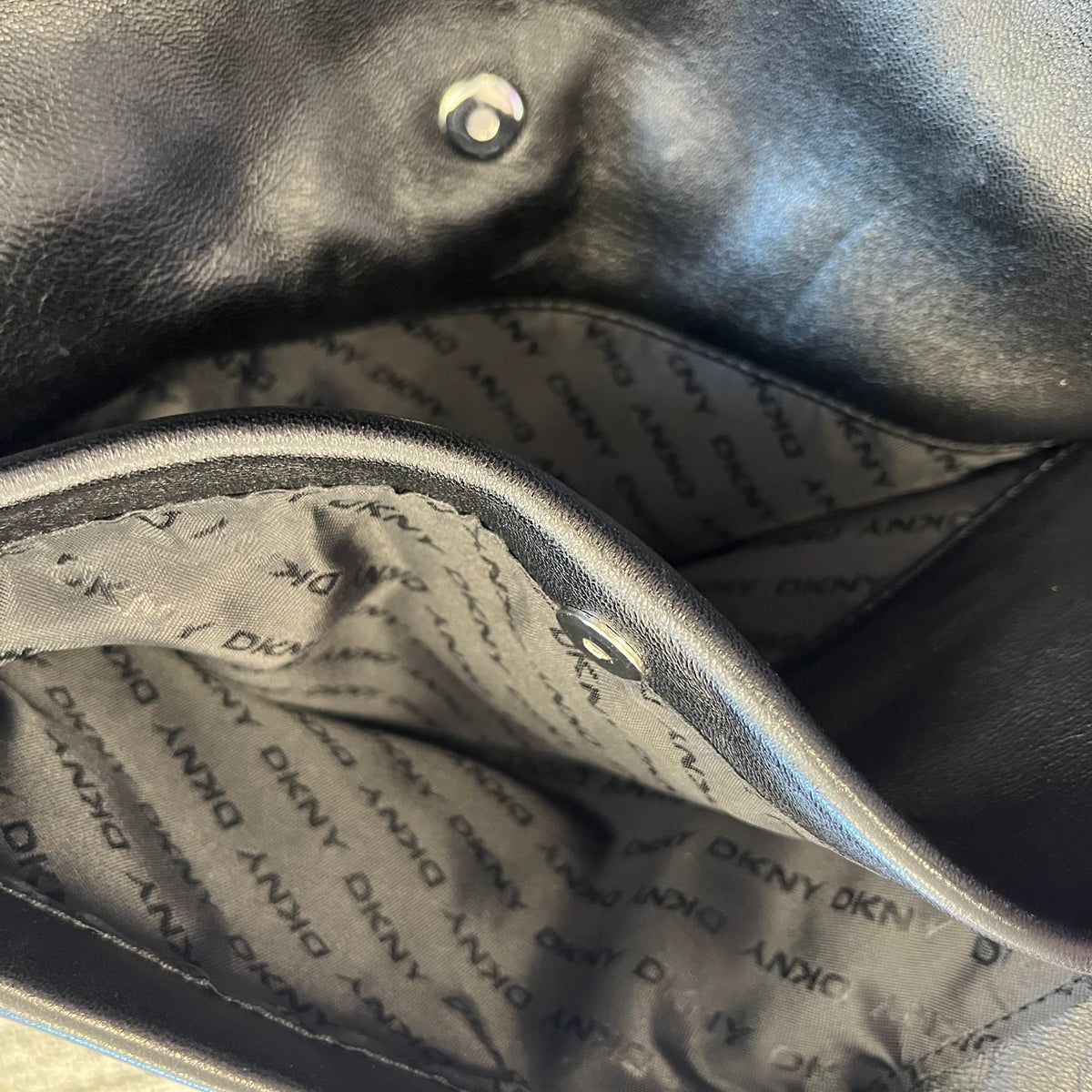 Black Leather DKNY Shoulder Bag