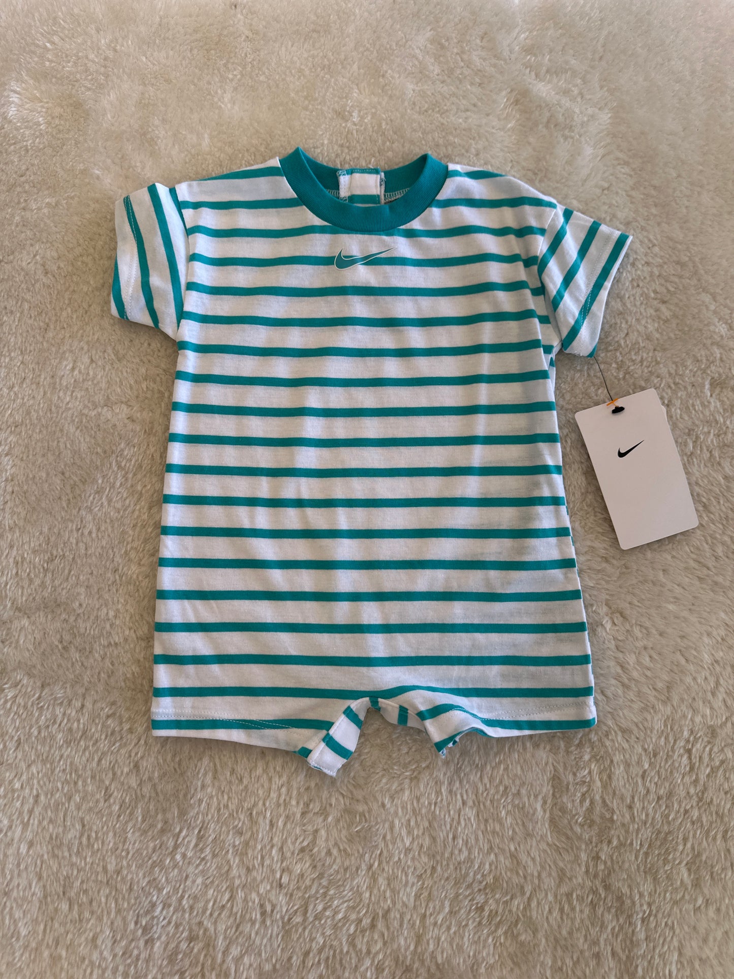 Kids NWT Nike 3M Teal/White Stripped Onesie