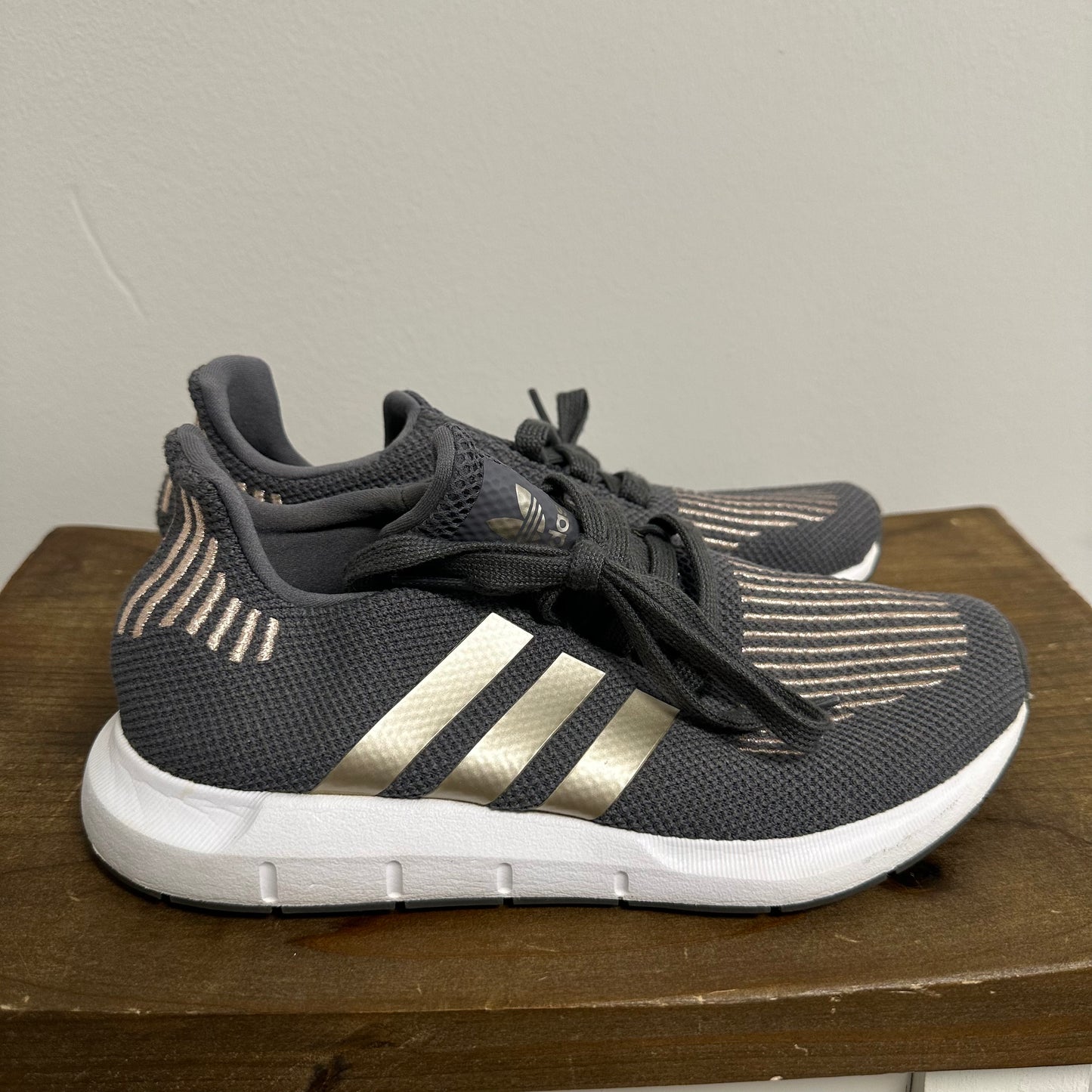 Kids Adidas 4 Grey/Gold Shoes
