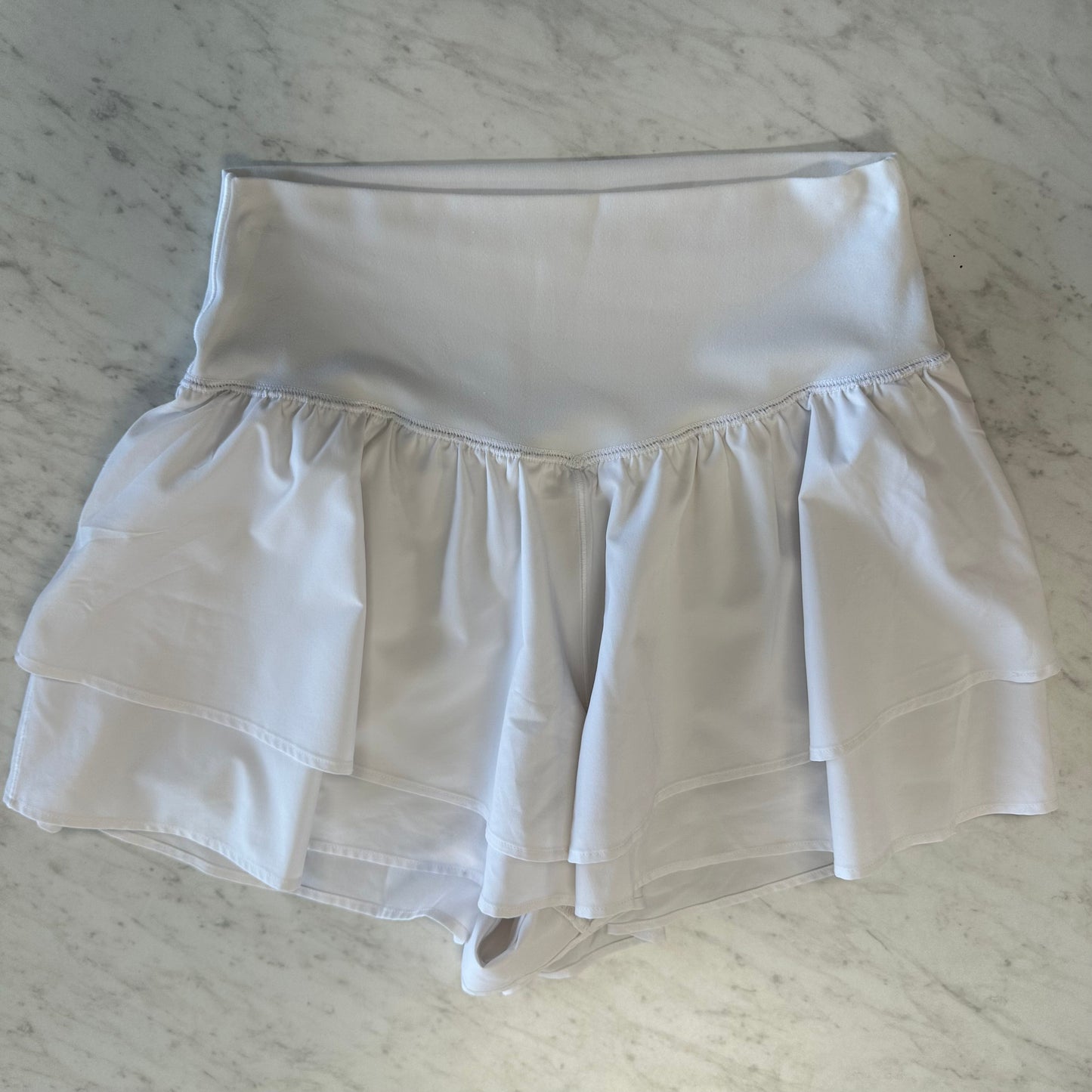 Aerie M White Me Ruffle Flirty Short