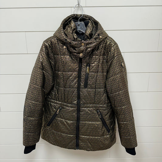 Michael Kors Large Black w/ Gold MK Print Coat