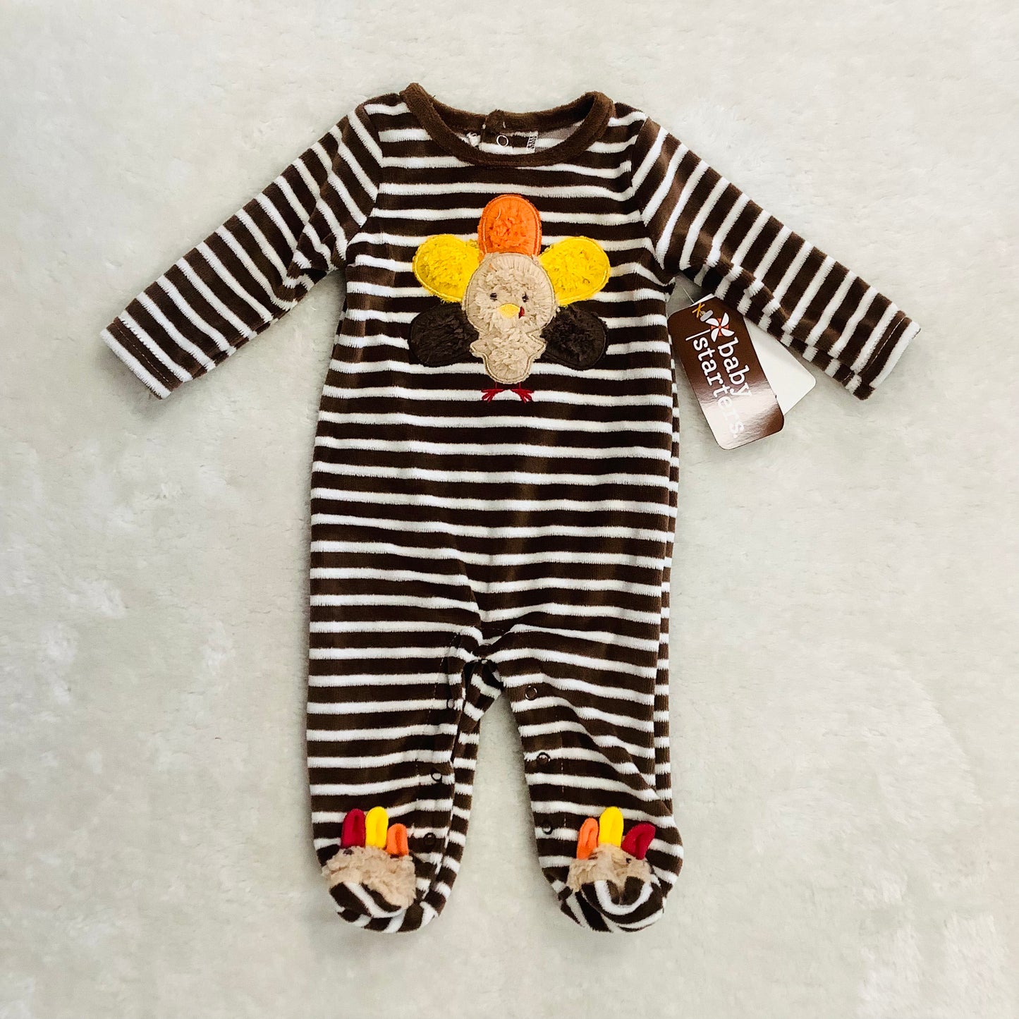 Baby Starters 3 month brown stripe turkey outfit