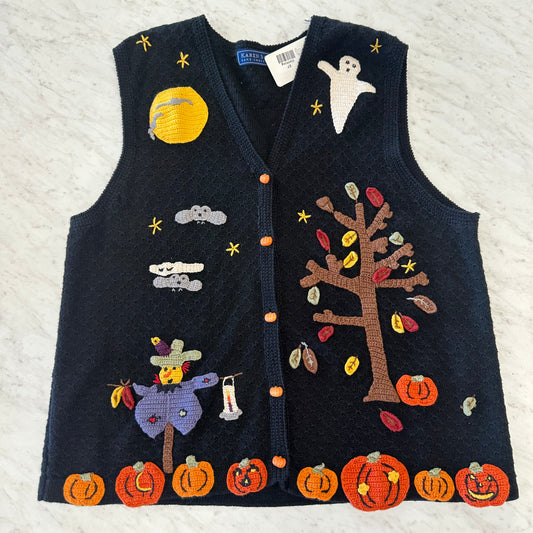 Karen Scott Large Halloween Black Vest