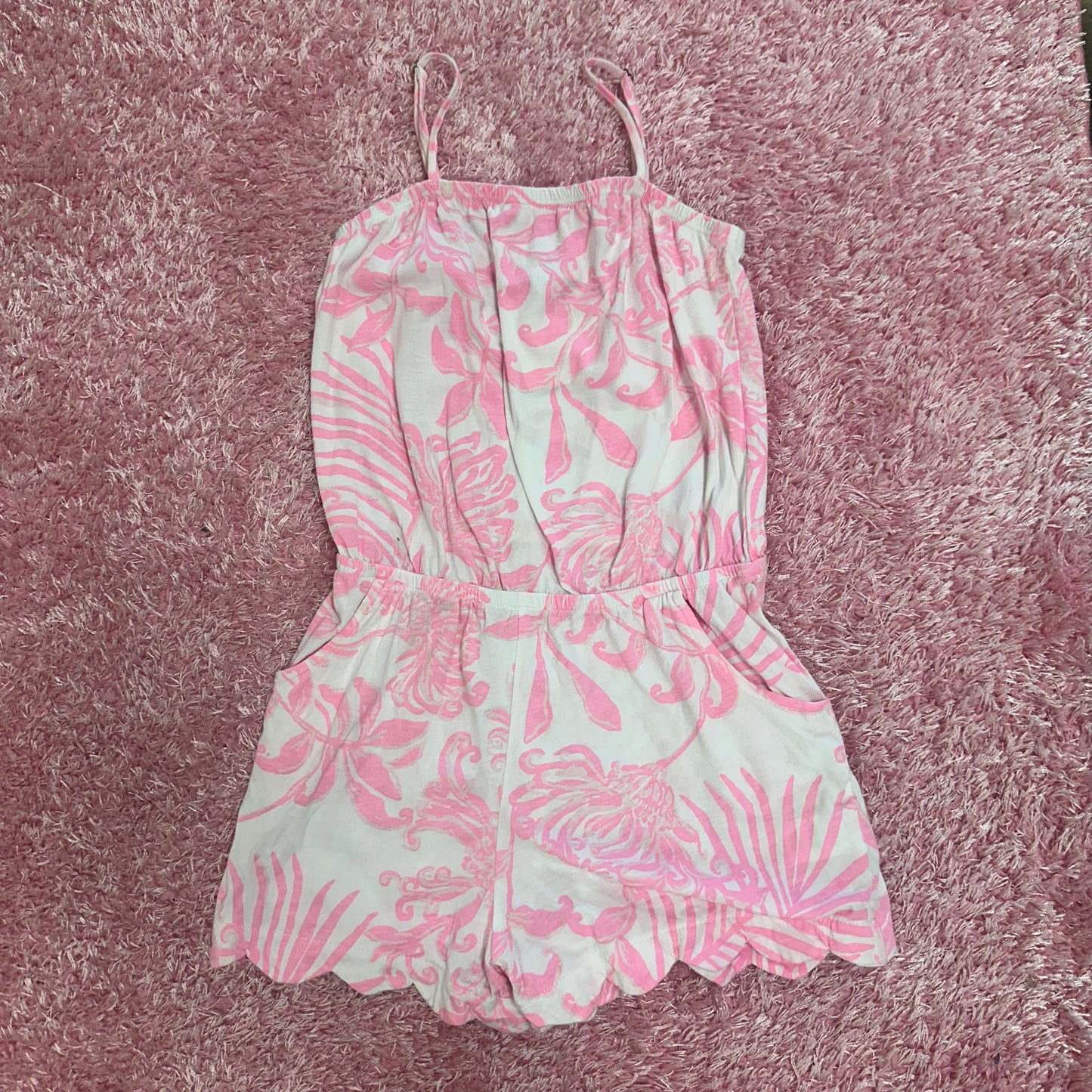 Girls Lily Pultizer L(8/10) Pink/White Floral Romper