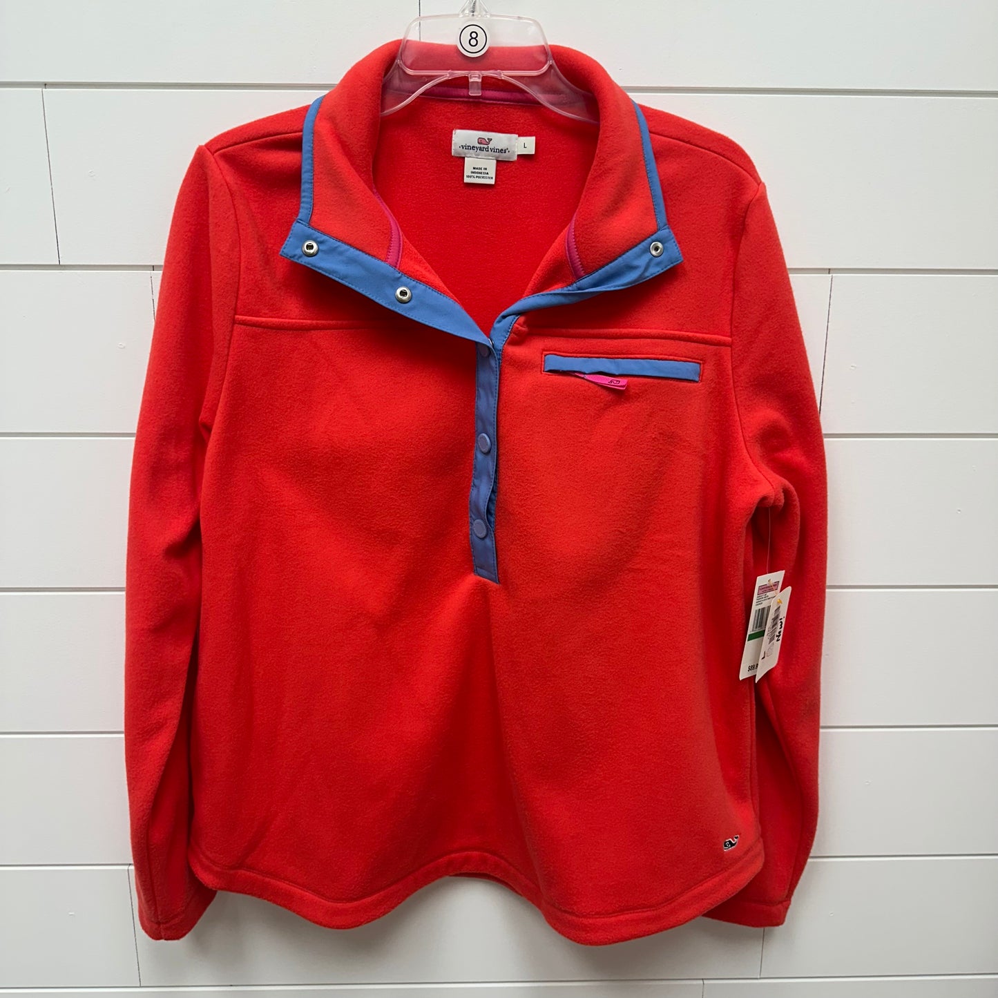 NWT Vineyard Vines Large Red Harbor Fleece Pullover