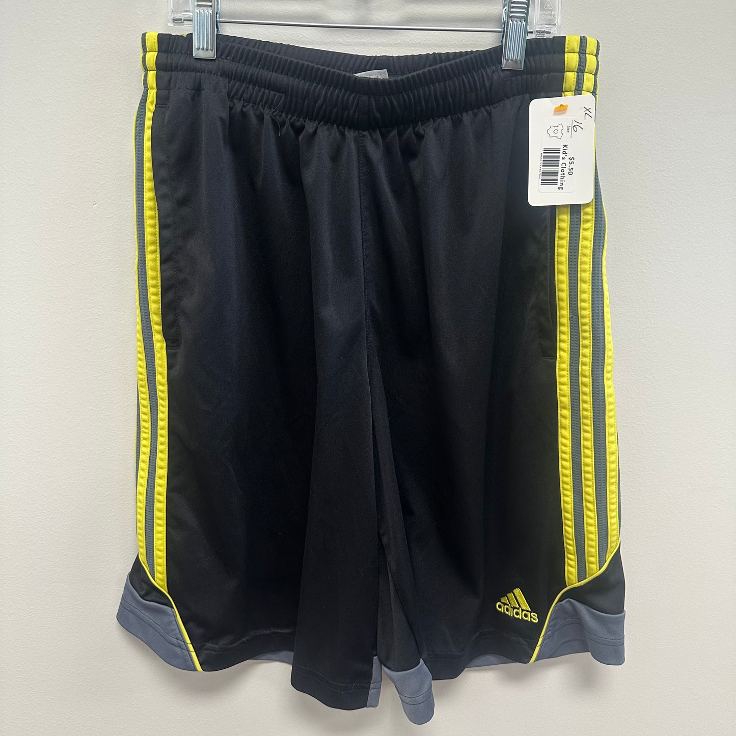 Kids Adidas 16 Black/Yellow/Grey Shorts