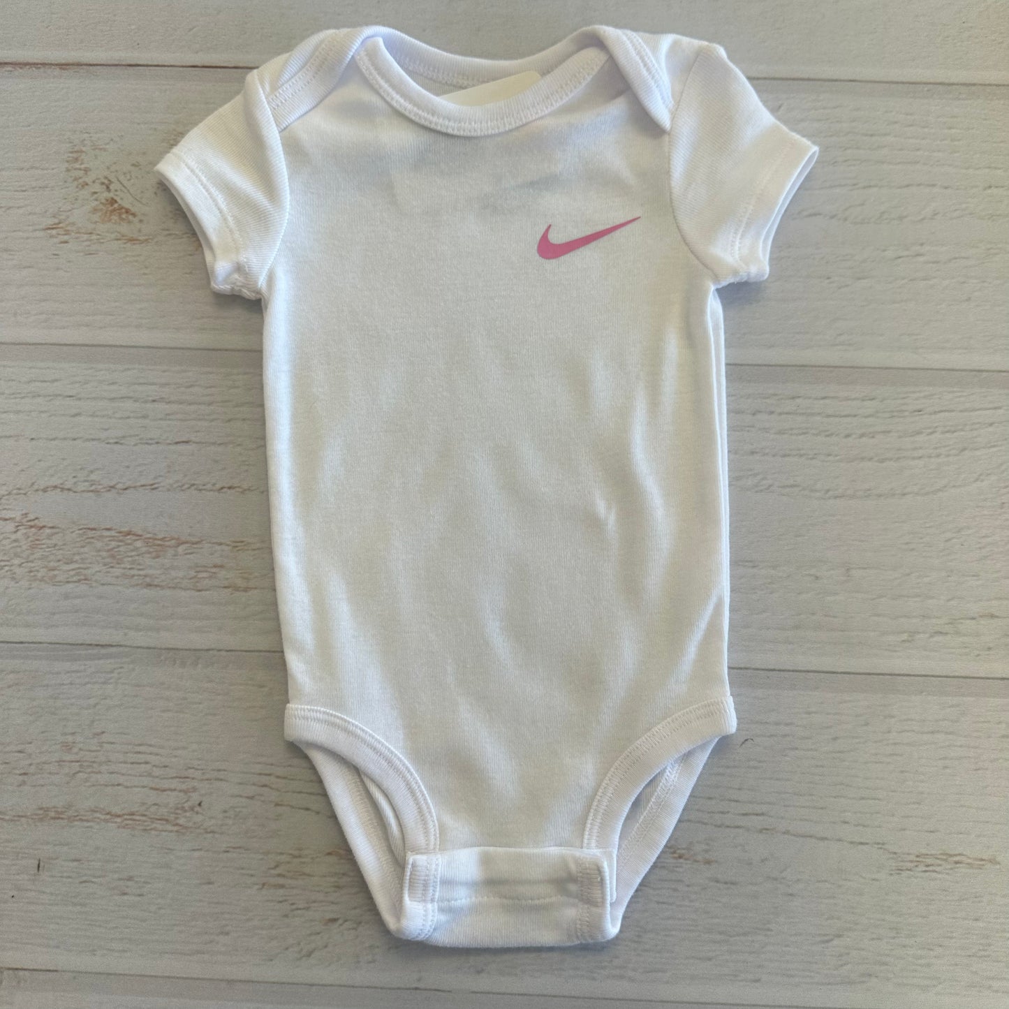 Babygirl Nike 6M White w/ Pink Swoosh Onesie