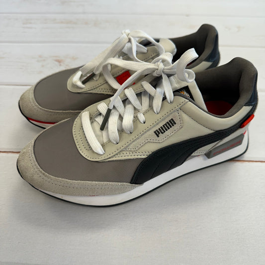 Boys Puma 5 Grey/Black/Red Tennis Shoes