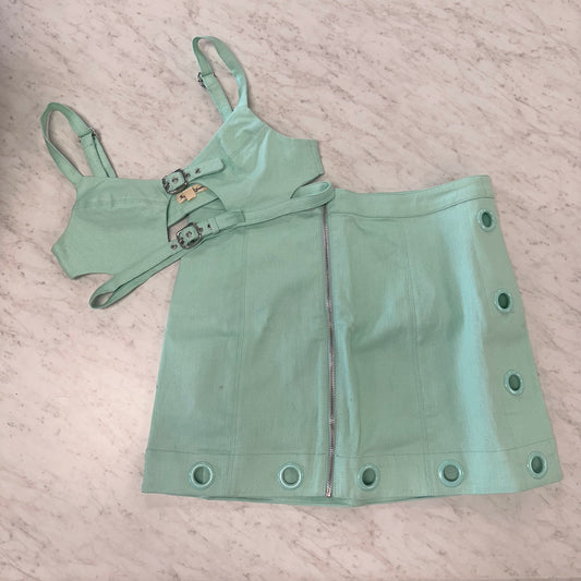 For Love & Lemons M Teal Denim Set