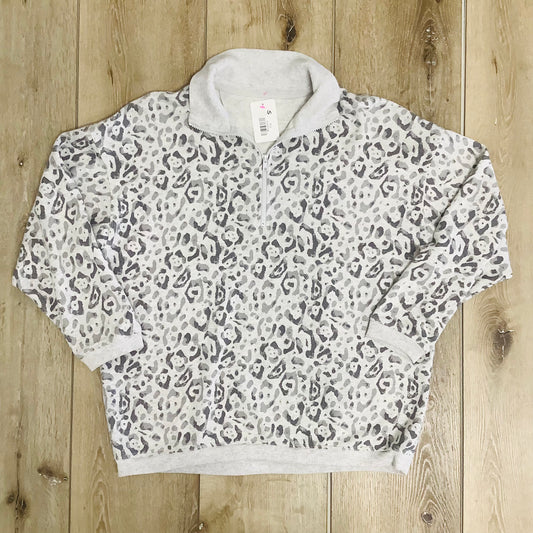 Aerie Small grey heather leopard zip front sweatshirt