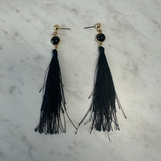 Black/Gold Tassel Earrings