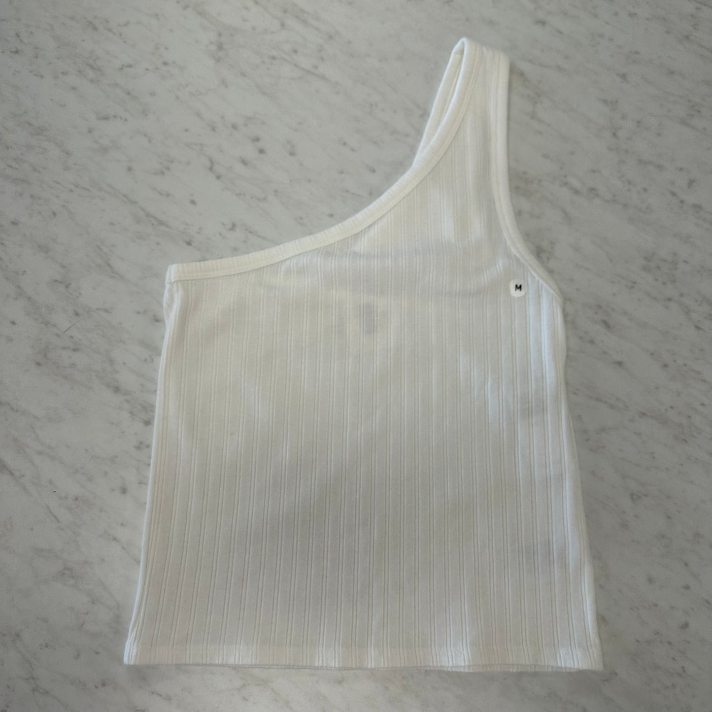 NWT American Eagle M White Ribbed One Shoulder Tann