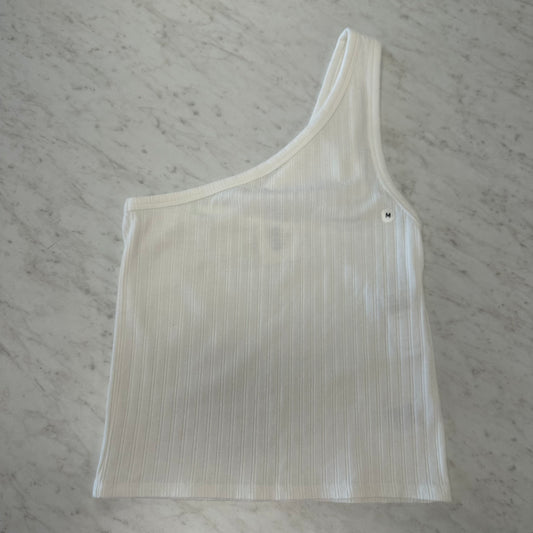 NWT American Eagle M White Ribbed One Shoulder Tann