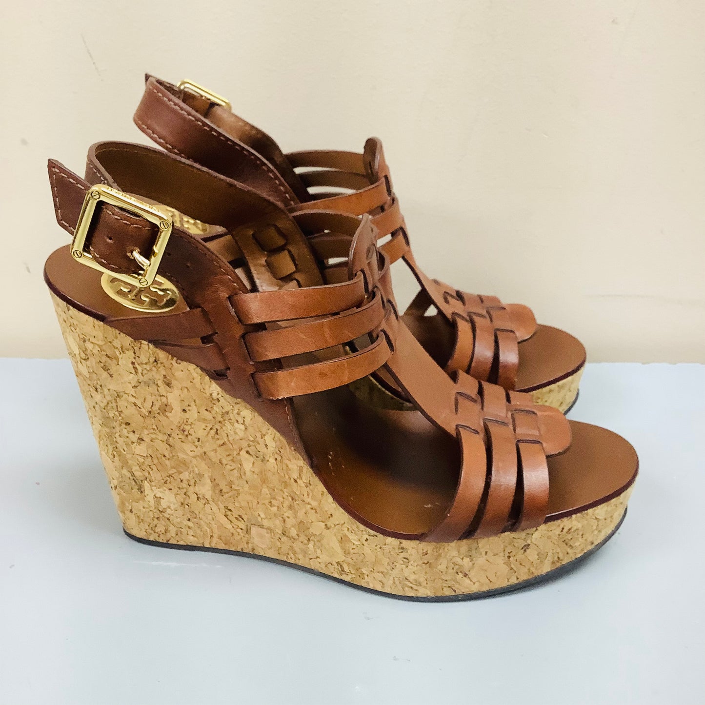 Tory Burch size 9.5 platform wedge sandals