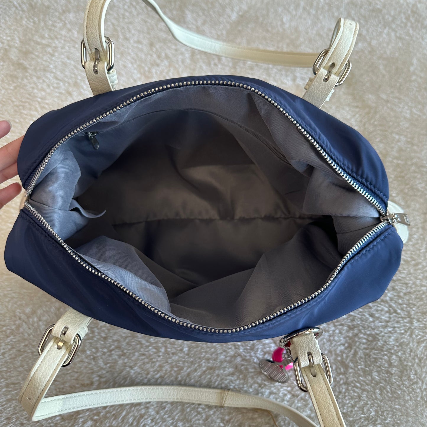 Navy Bowling Shoulder Bag w/ Tennis Key Chain