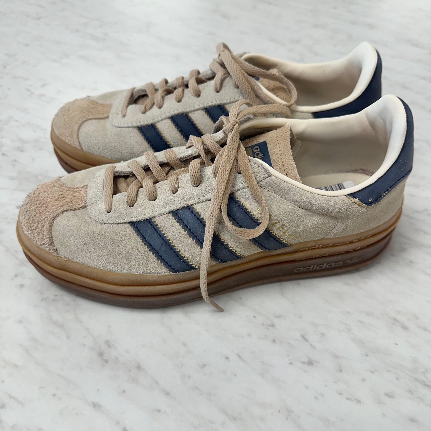 Adidas 8 Gazelle Blue/Sand Shoes
