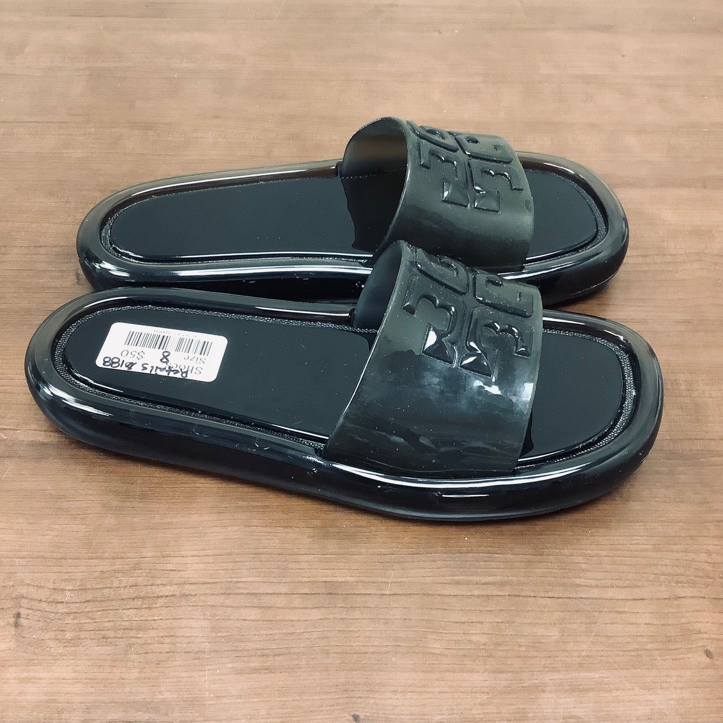 Tory Burch size 8 bubble jelly slide charcoal