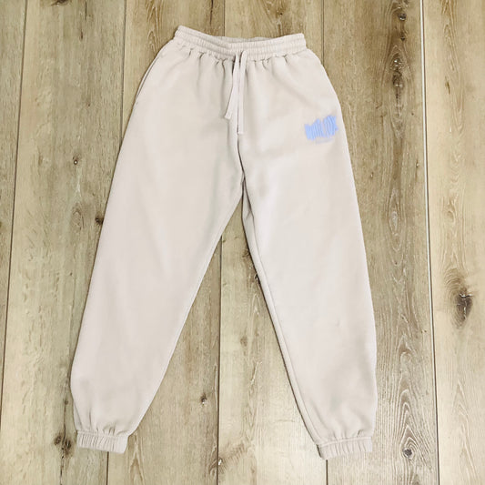 White Fox XS tan/light blue sweat pants